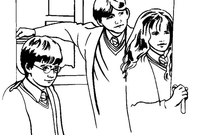 Harry Hermione e Ron Harry Potter da colorare