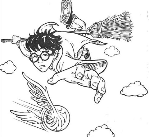 Harry cerca di afferrare il Boccino d’ Oro Harry Potter da colorare