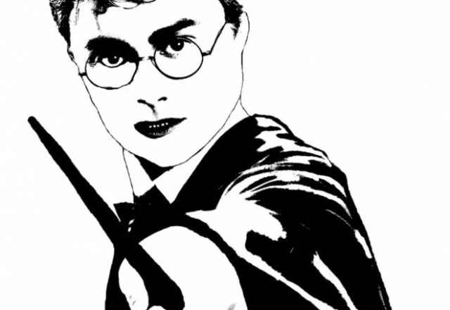 Harry con bacchetta magica Harry Potter da colorare