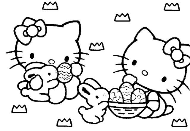 Hello Kitty a Pasqua disegni da colorare gratis