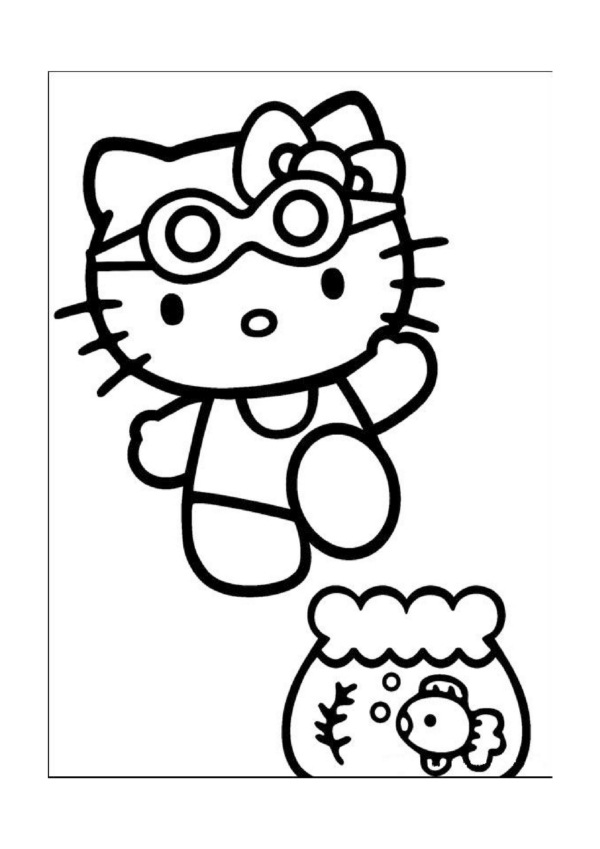 Hello Kitty a nuoto disegni da colorare gratis