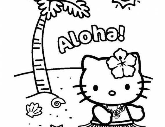 Hello Kitty alle Hawaii disegni da colorare gratis