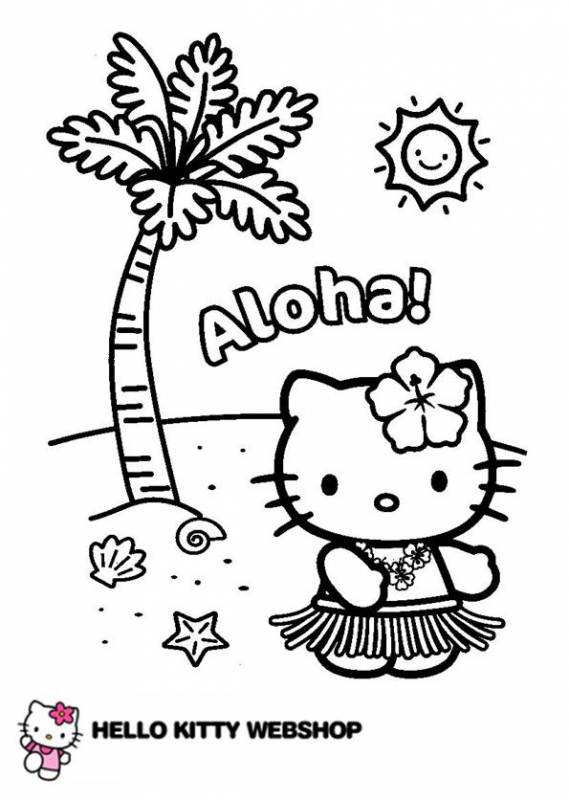 Hello Kitty alle Hawaii disegni da colorare gratis