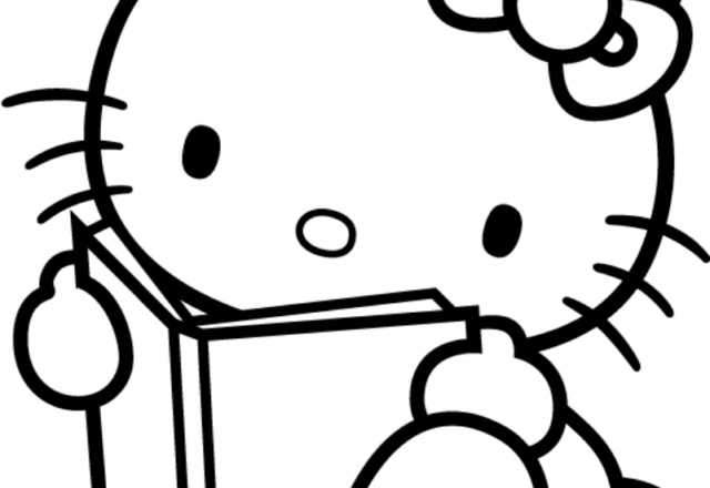 Hello Kitty che legge disegni da colorare gratis