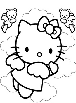 Hello Kitty che vola disegni da colorare gratis