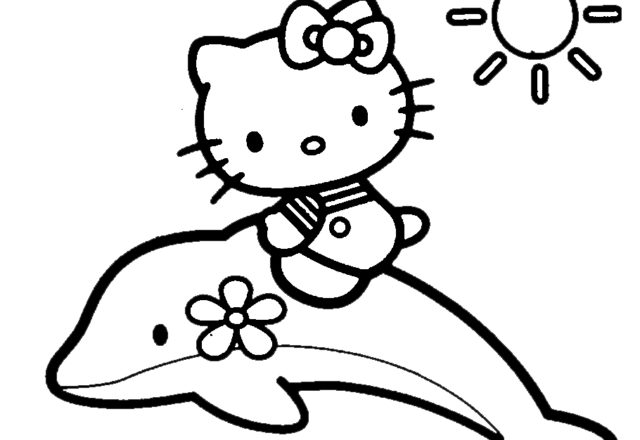 Hello Kitty con delfino disegni da colorare gratis