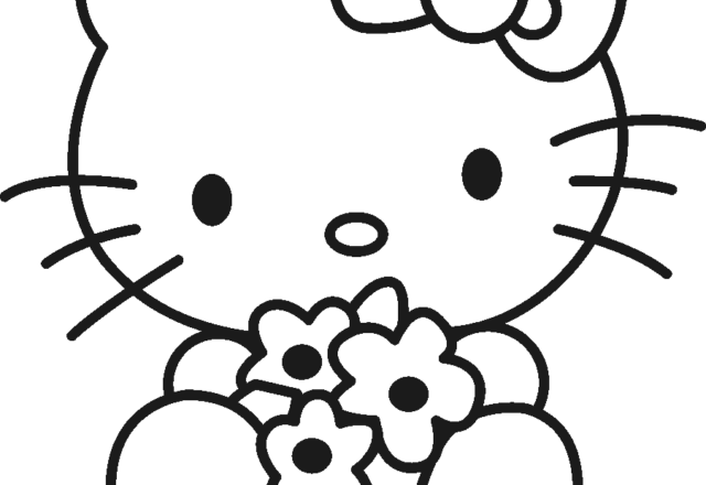 Hello Kitty con i fiori disegni da colorare gratis