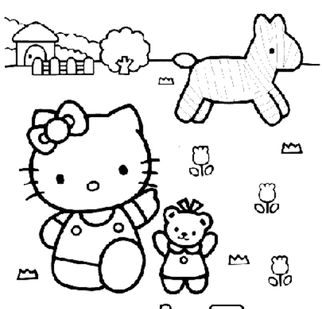 Hello Kitty con la zebra disegni da colorare gratis