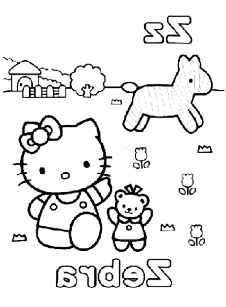 Hello Kitty con la zebra disegni da colorare gratis