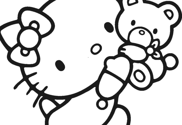 Hello Kitty con orsetto disegni da colorare gratis