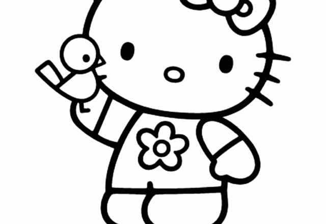 Hello Kitty con pulcino disegni da colorare gratis