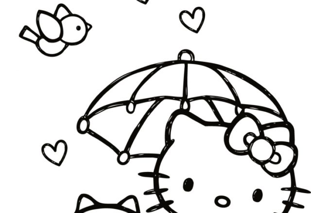 Hello Kitty con scoiattolo disegni da colorare gratis