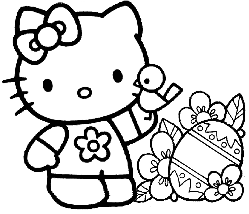 Hello Kitty e l’ uovo di Pasqua disegni da colorare gratis