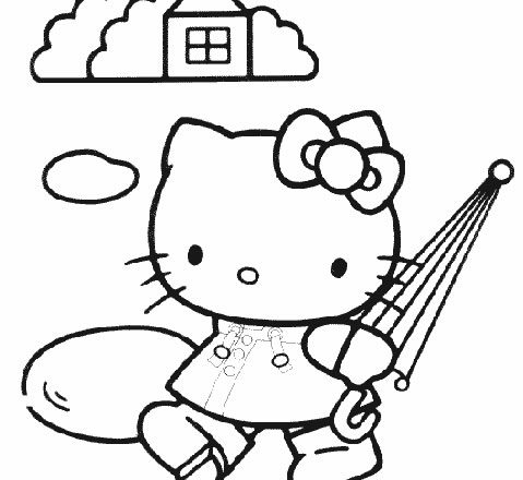 Hello Kitty e la pioggia disegni da colorare gratis