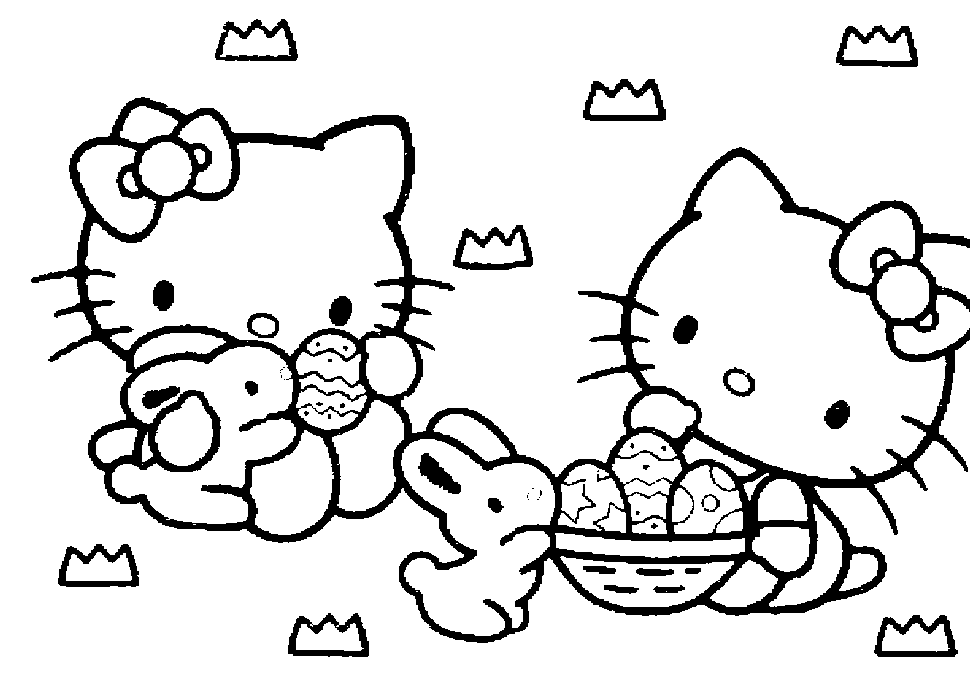 Hello Kitty e le uova di Pasqua disegni da colorare gratis