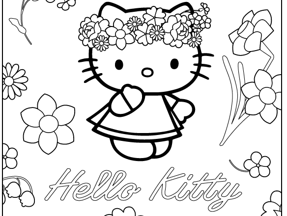 Hello Kitty floreale disegni da colorare gratis