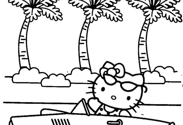 Hello Kitty in auto disegni da colorare gratis