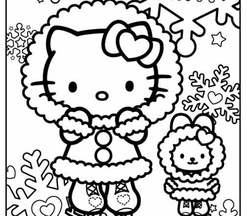 Hello Kitty in inverno disegni da colorare gratis