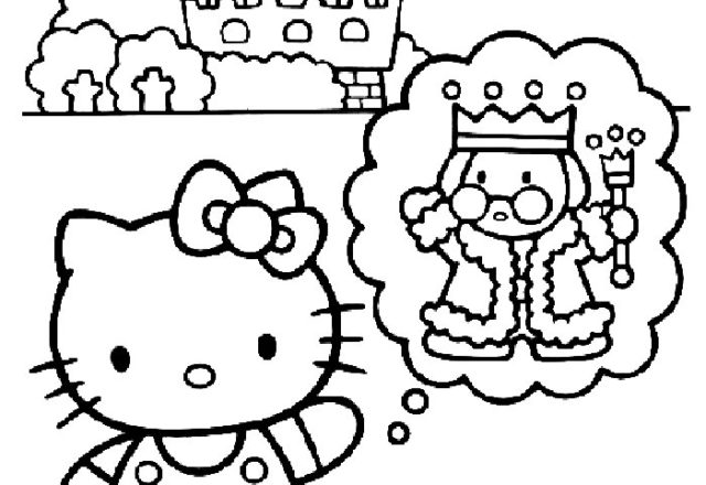 Hello Kitty pensa al re disegni da colorare gratis