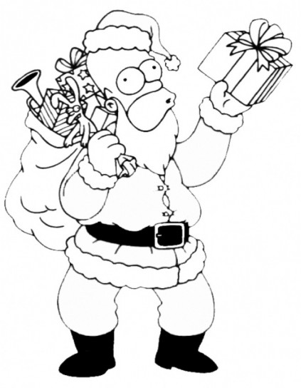 Homer Simpson Babbo Natale disegno gratis