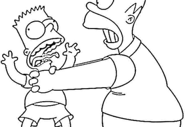 Homer Simpson Strozza Bart Disegno Da Colorare Archivi Disegni Da