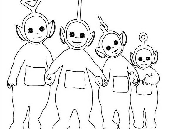 I Teletubbies si tengono per mano disegno da colorare