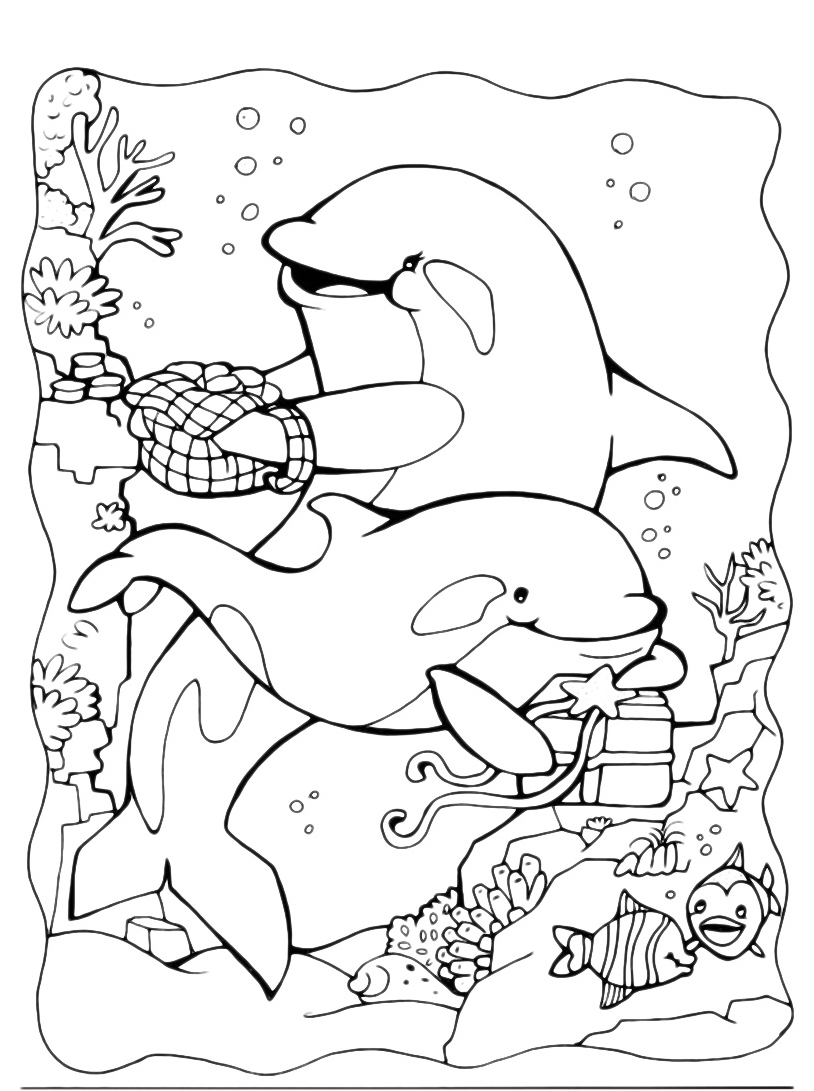 I delfini e i tesori sott’ acqua disegni da colorare