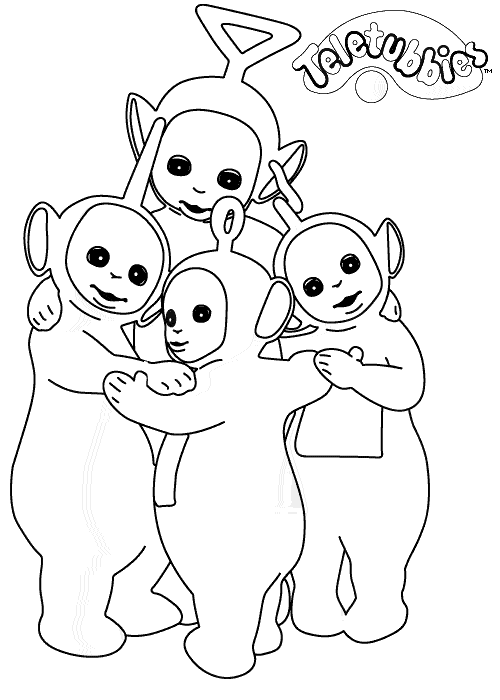 I quattro Teletubbies disegni da colorare per bambini