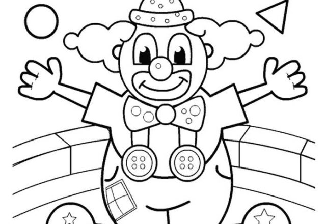 Il clown disegno da colorare per bambini per il Carnevale