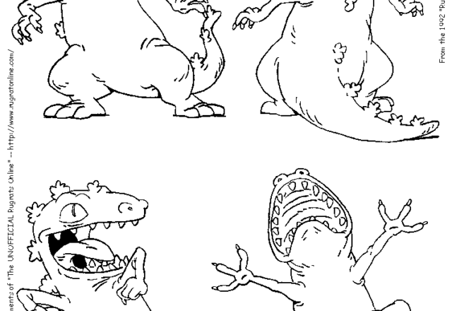 Il dinosauro Reptar de I Rugrats in azione 2 disegni da stampare e da colorare