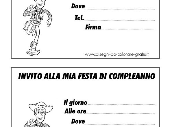 Inviti di Compleanno da stampare per bambini con Toy Story