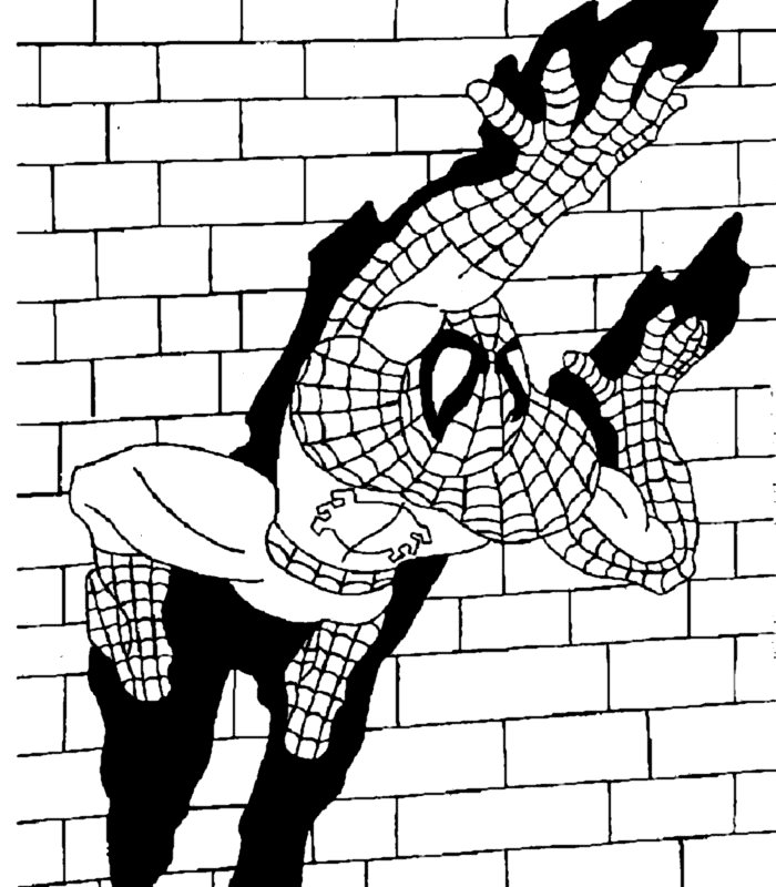 L’ Uomo Ragno Spiderman che si arrampica sui muri da colorare