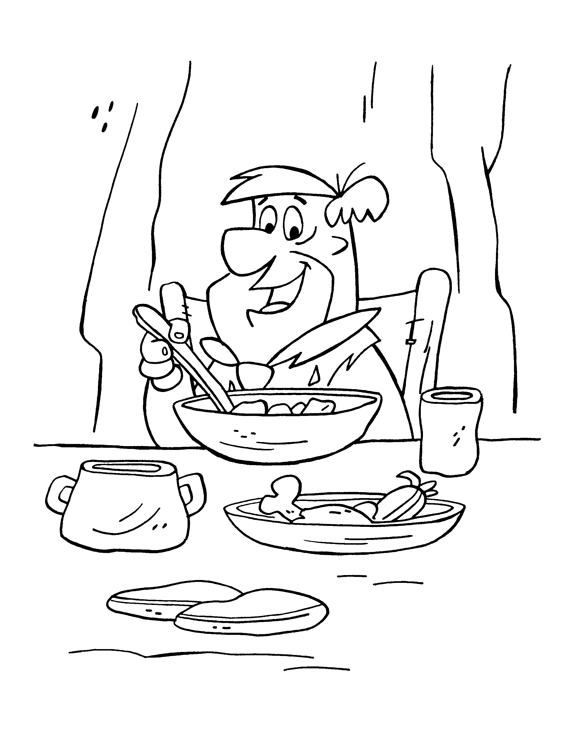 La cena di Fred Flintstone disegno da colorare gratis