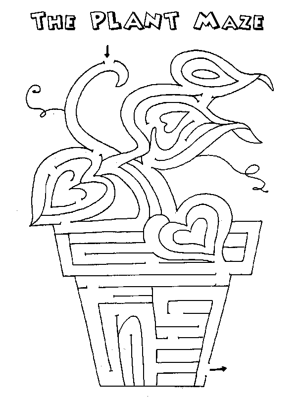 Labirinto per bambini da stampare a forma di vaso di fiori