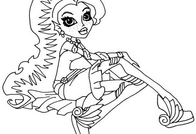 Lagoona Blue seduta Monster High disegni da colorare gratis