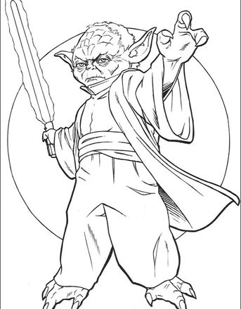 Lo Jedi Yoda con spada laser disegni da colorare Star Wars