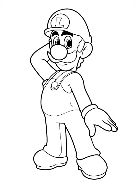 Luigi imbarazzato disegno da colorare Super Mario Bros