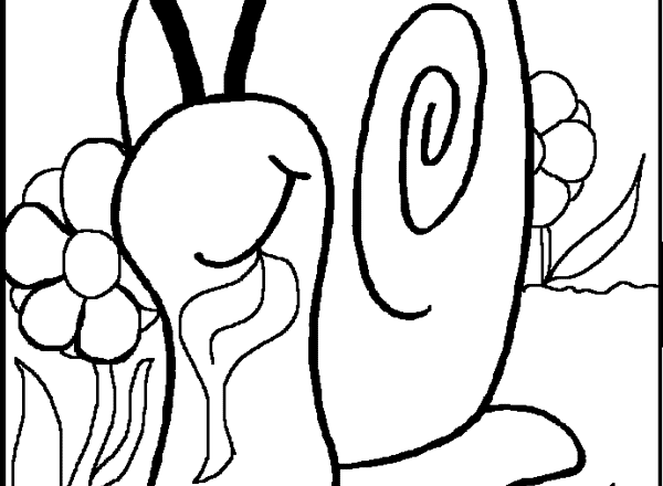 Lumaca con guscio mangia una foglia disegno da colorare