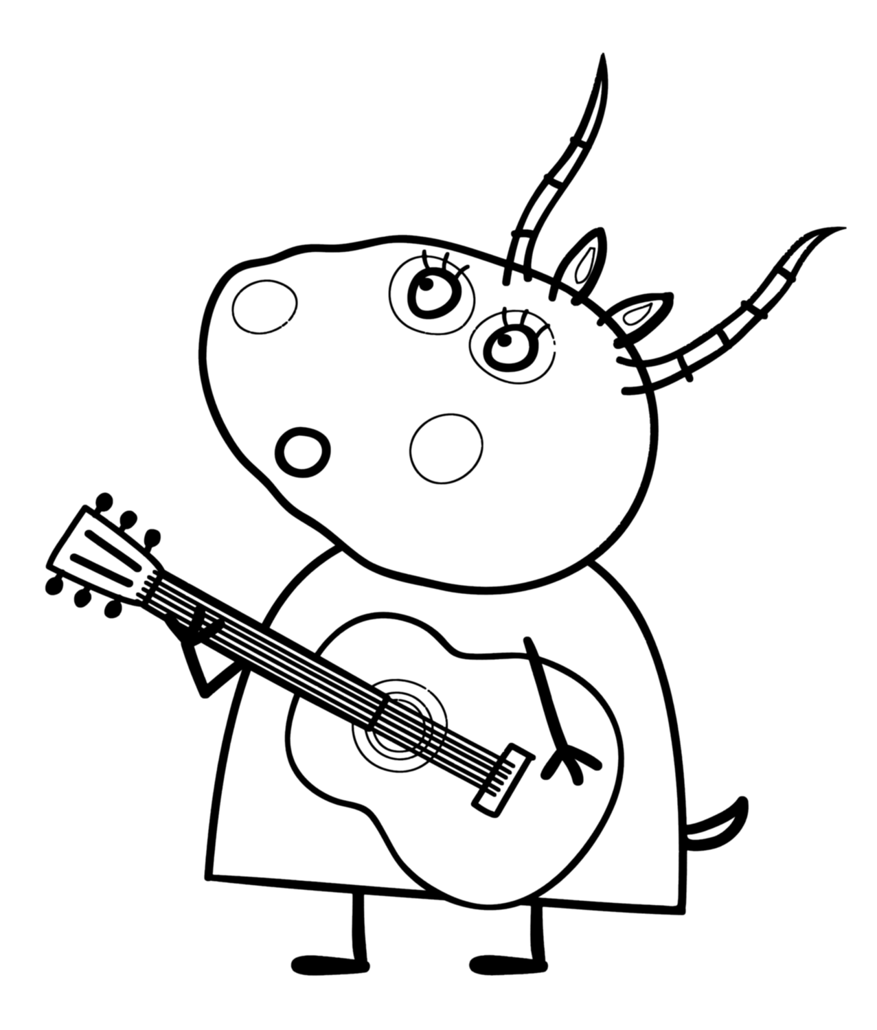 Maestra di Peppa pig madame gazzella con chitarra disegno da colorare gratis