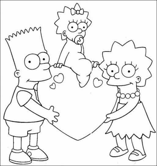 Maggie Simpson su un cuore disegno da colorare