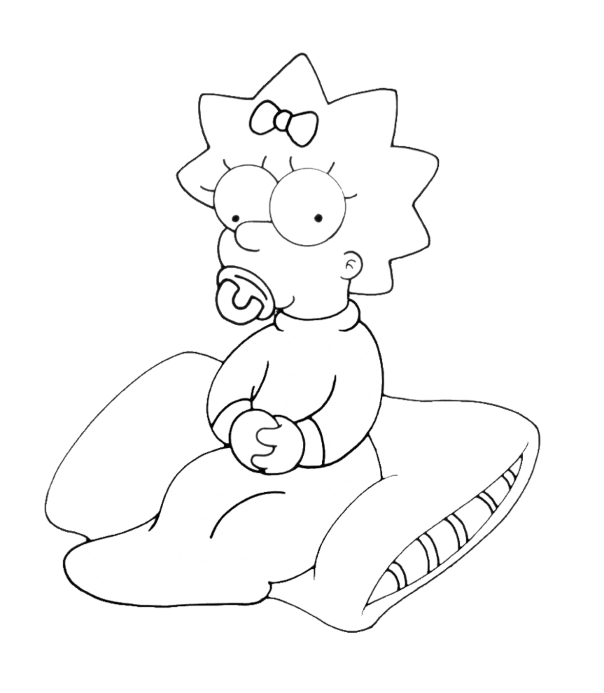 Maggie Simpson sul cuscino disegno da colorare