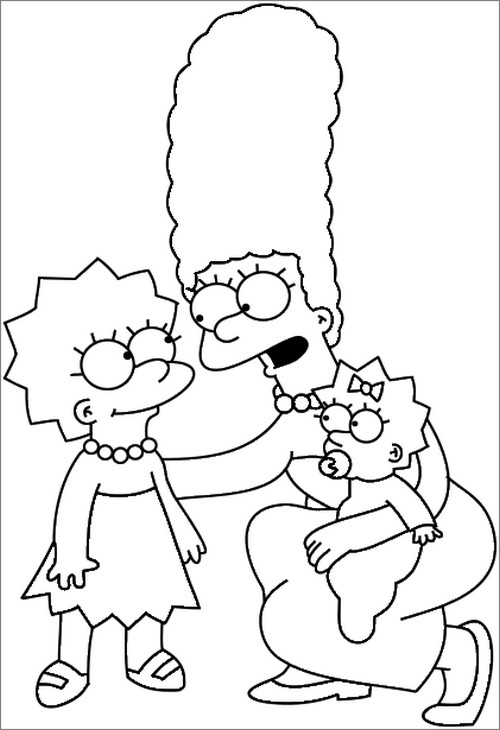 Marge Lisa e Maggie Simpson da colorare