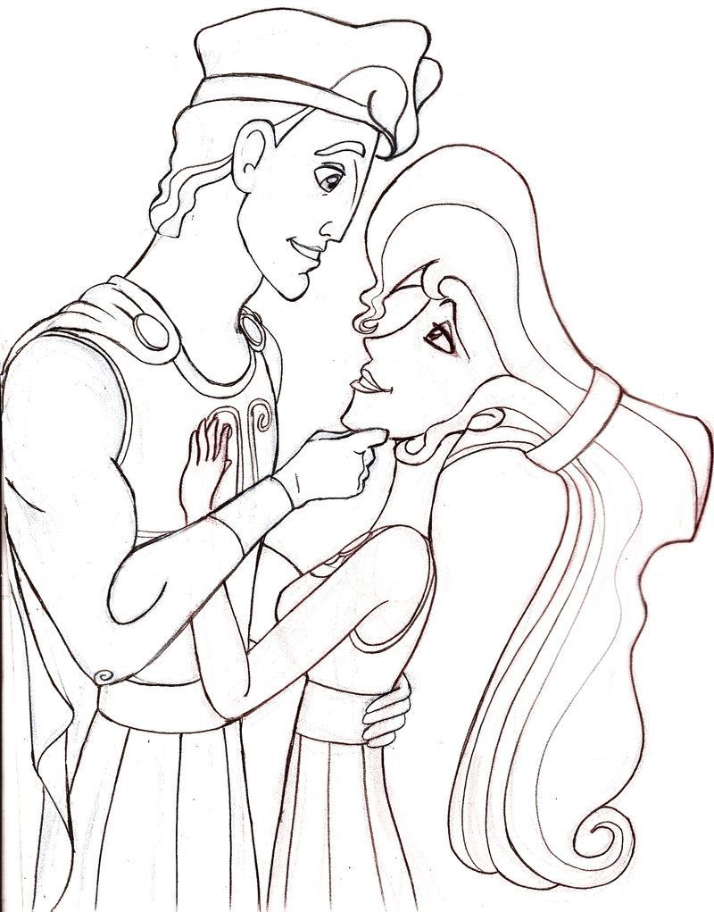 Megara e Hercules 2 disegni da colorare gratis