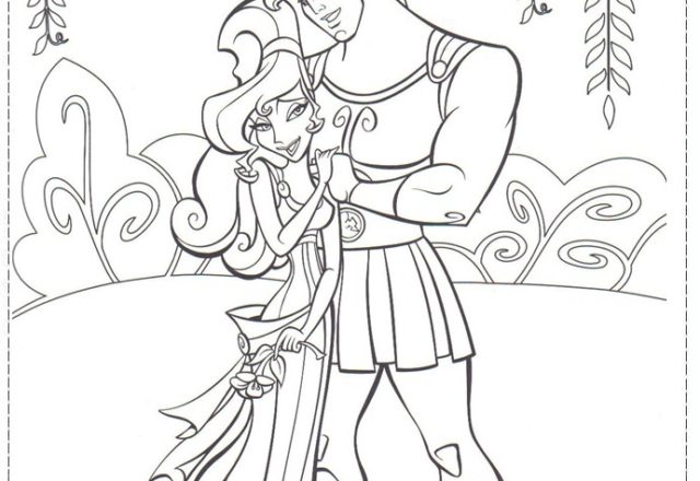 Megara e Hercules 4 disegni da colorare gratis