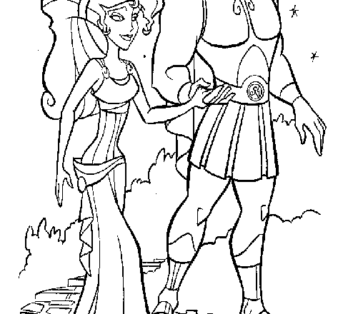 Megara e Hercules 5 disegni da colorare gratis