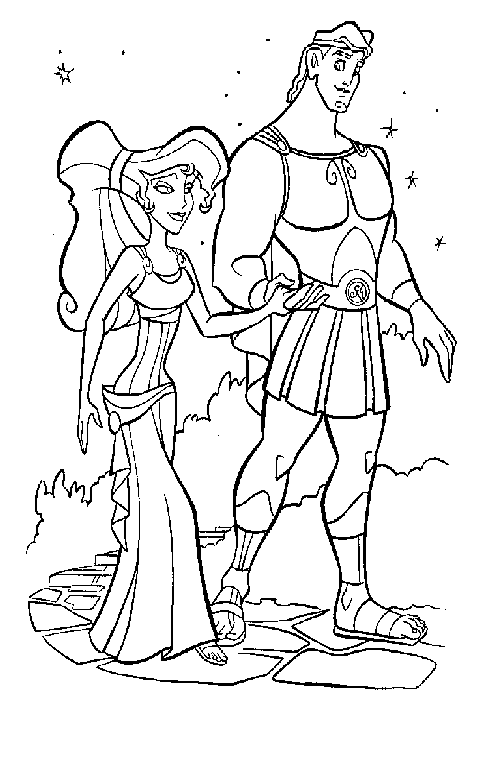 Megara e Hercules 5 disegni da colorare gratis