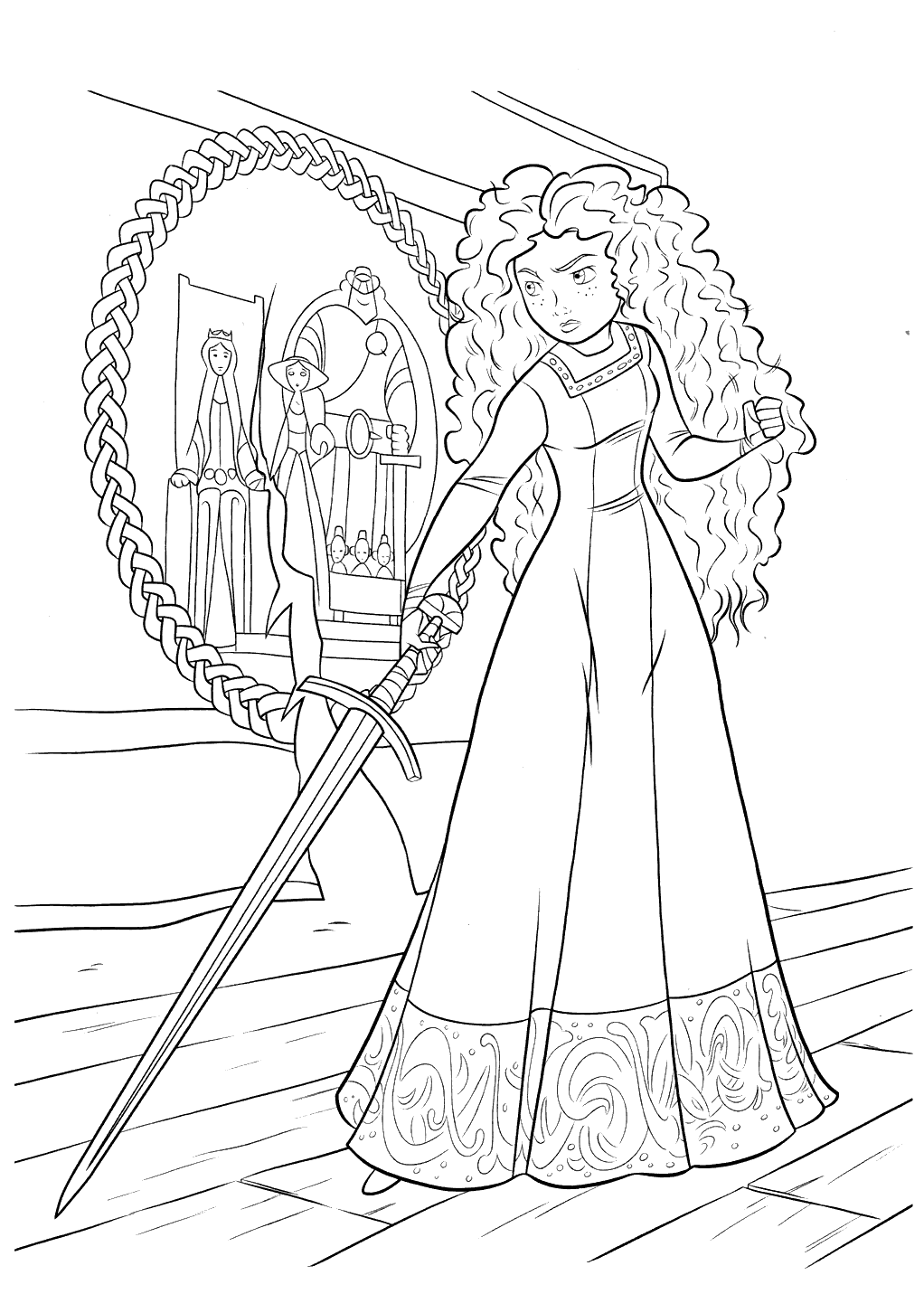 Merida con la spada disegni da colorare gratis