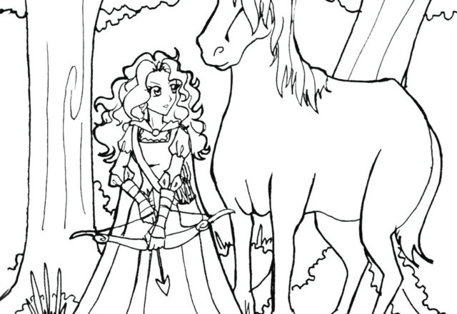 Merida e cavallo disegni da colorare gratis