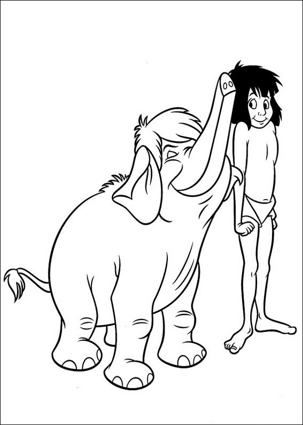 Mowgli e l’ Elefantino da colorare