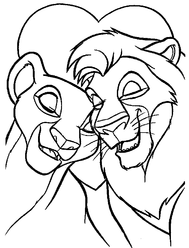 Nala e Simba innamorati disegni da colorare gratis